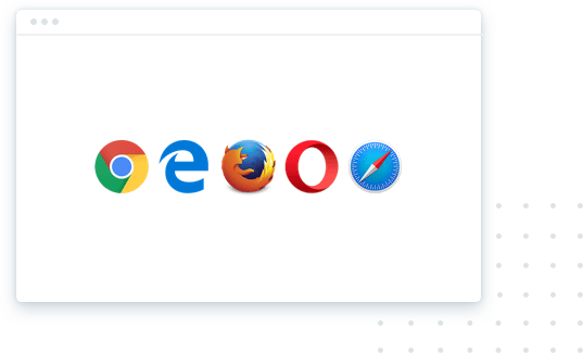 Logos for Chrome, Edge, Firefox, Opera, and Safari